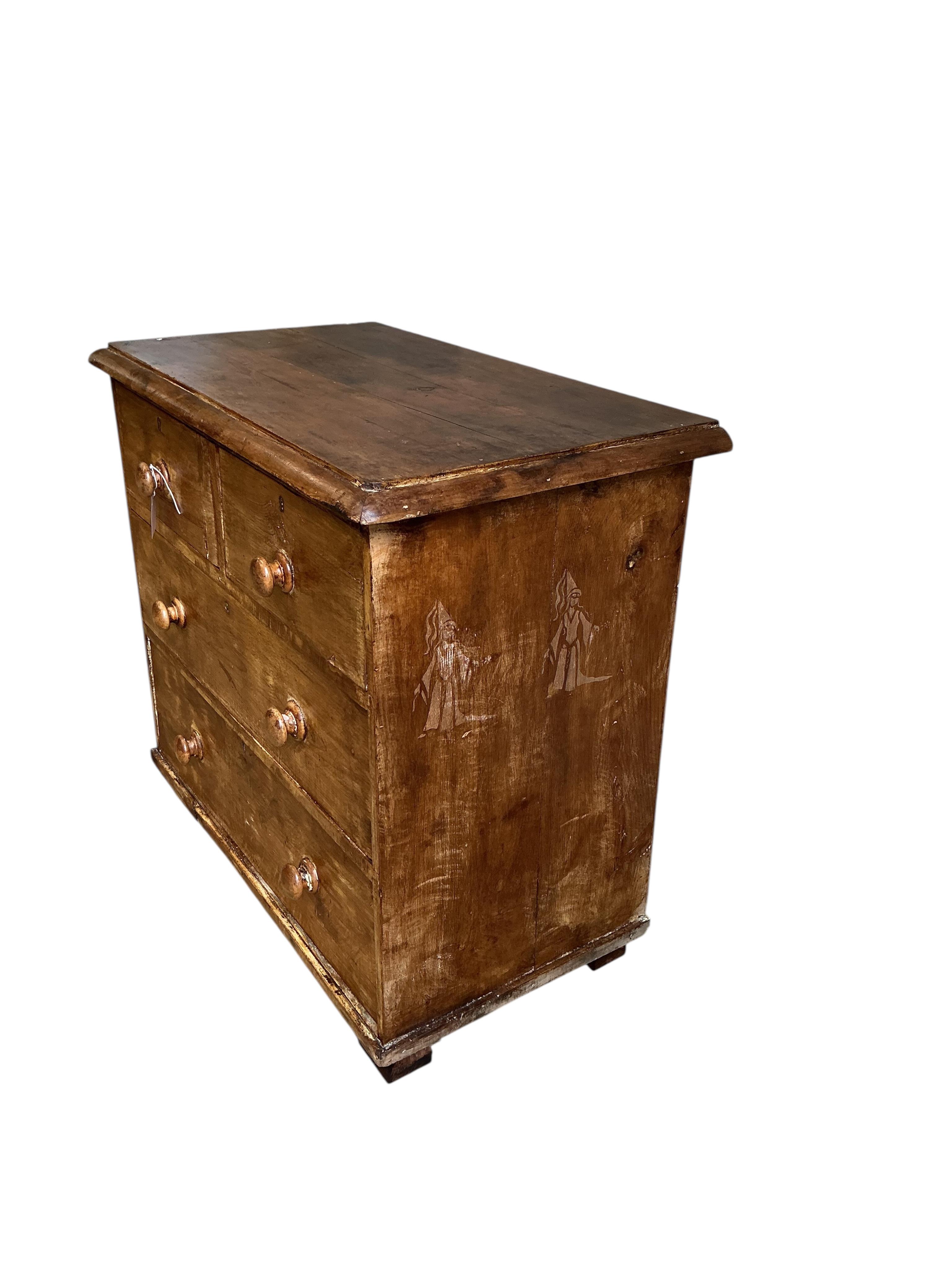 A small Victorian pine chest of drawers, width 83cm, depth 46cm, height 75cm